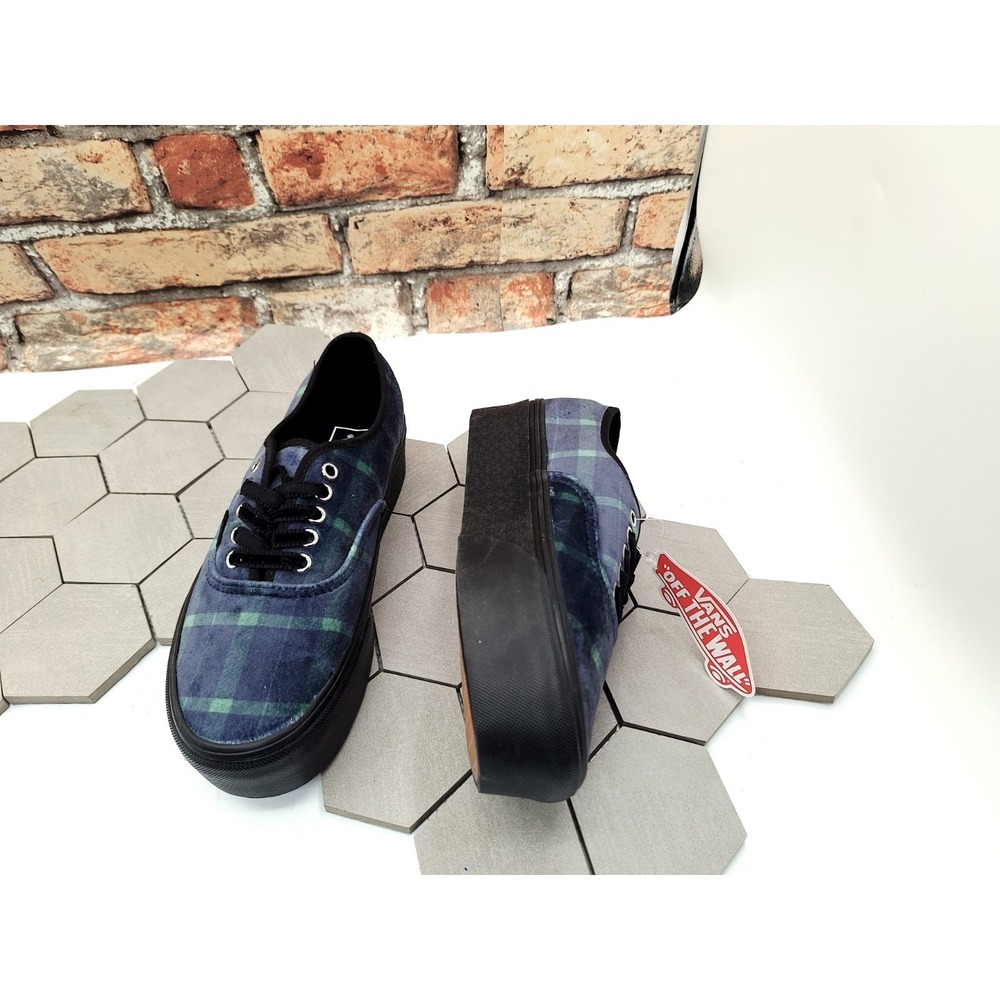 VANS Authentic Stackform Velvet Plaid Blue School Girl Platform Women's Size 9.5 - Picture 7 of 9